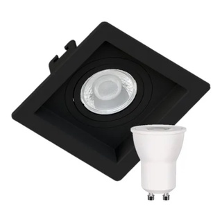 Spot Emb Mini Dicroica Mr11 Recuado Gu10 Preto Branco C/lâmpada 3w CTB Branco Frio Branco Quente