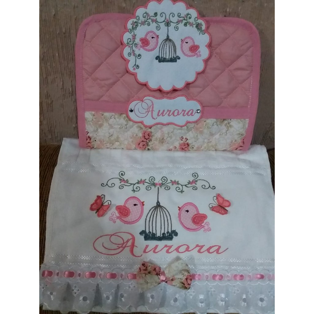 conjunto capa carteira vacina e toalhinha de boca/ toalhinha bordada/capa cartão vacinas,/vacinas/ toalha/toalha bebê/