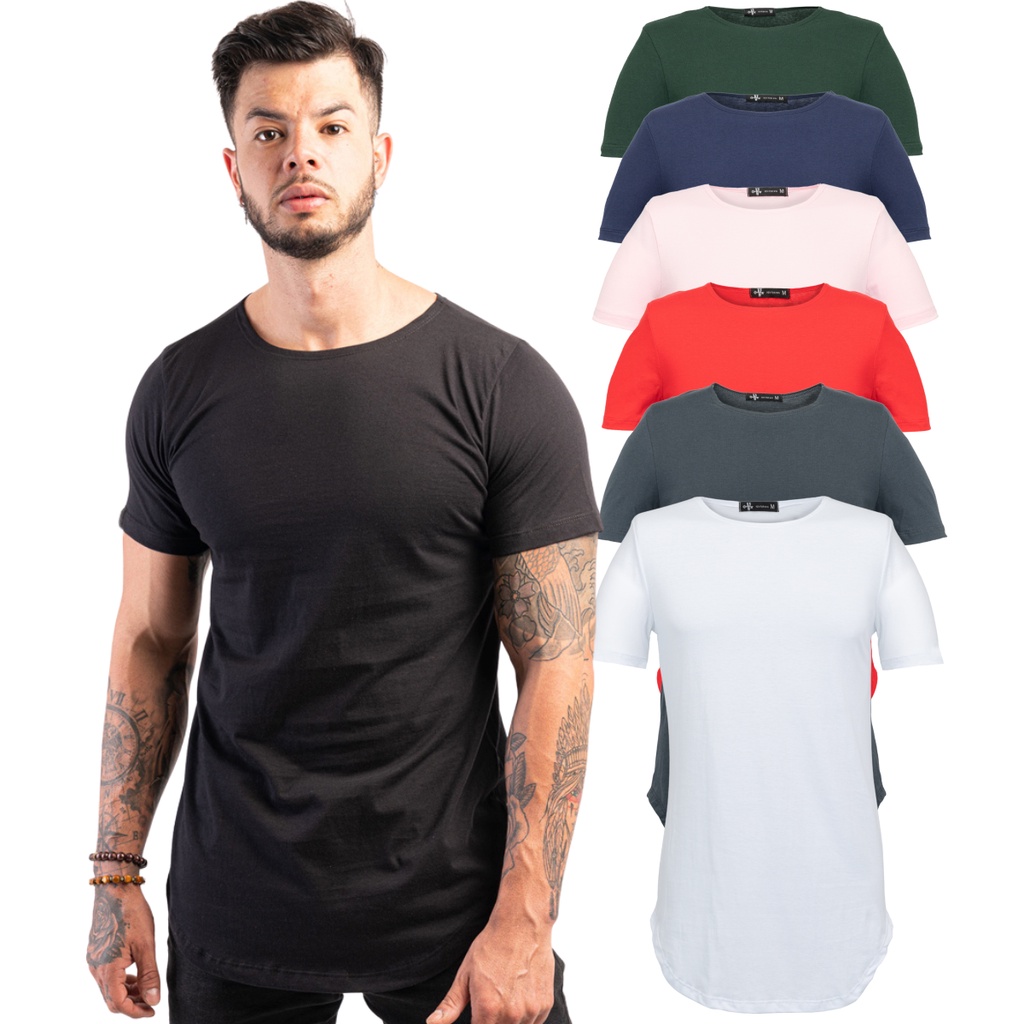 Kit 6 Camisetas Camisas Blusas Long Line Masculina Swag Oversized 100% Algodão Atacado