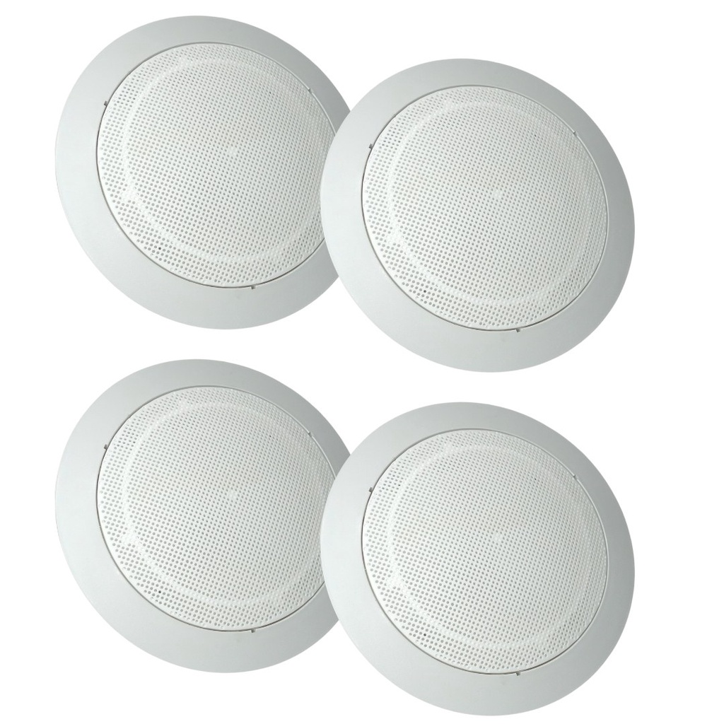 Kit 4 Arandelas Redonda Branca 6 Polegadas Teto Gesso Tela Som Ambiente Caixa Acústica Forro Embutir