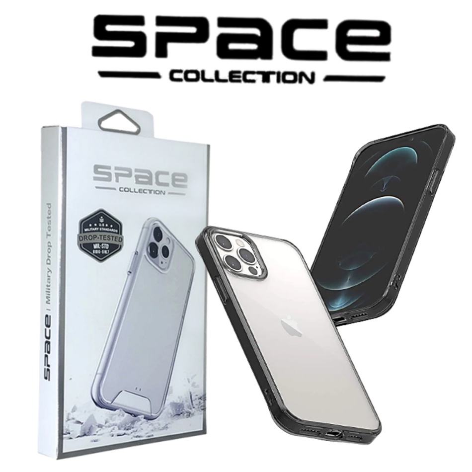 Capa Space com BORDA PRETA ORIGINAL Transparente Anti Impacto Policarbonato (Não Amarela) TPU IPhone 7 8 Plus X Xr Xs Pro Max 11 12 13 12 Mini 13 mini