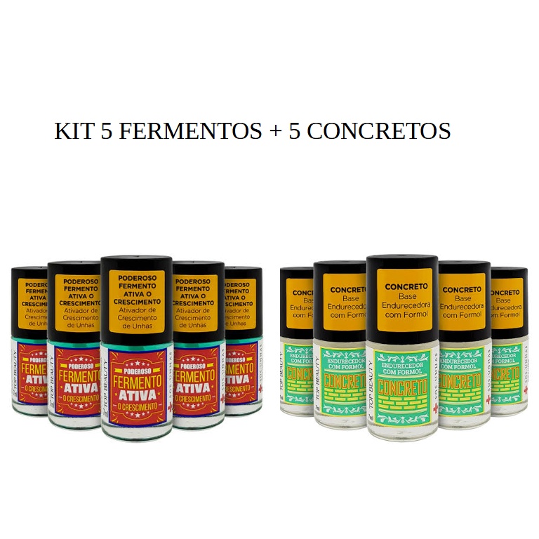 Kit 5 fermentos e 5 Concretos Endurecedor -Top Beauty em Oferta na Shopee
