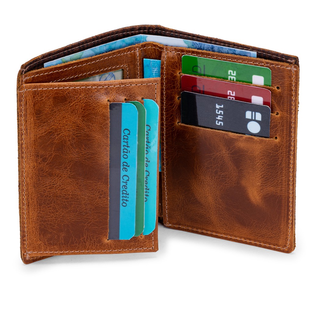 Carteira Masculina Vertical 6 Cartões,cnh,Rg Couro Legitimo