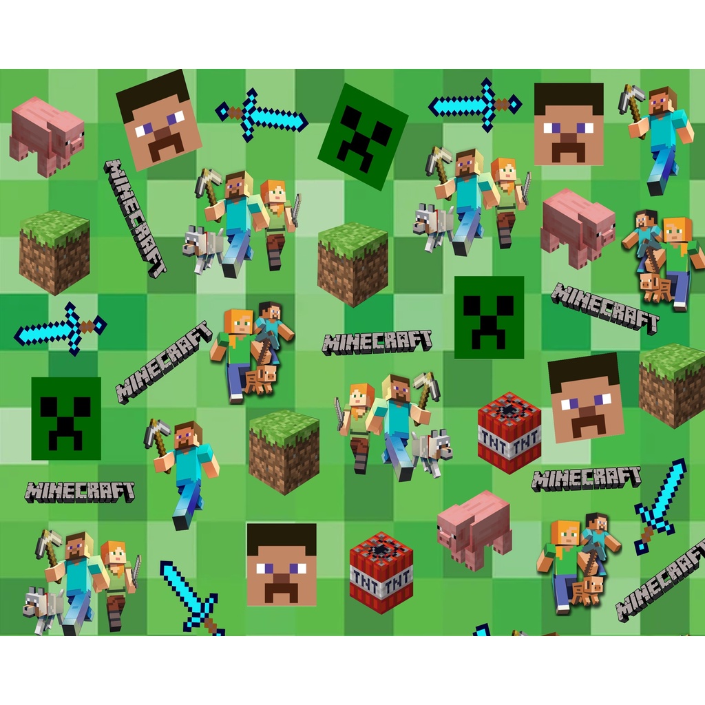 Tecido tricoline, microfibra ou gabardine - Minecraft - 0.50cm em Oferta na Shopee