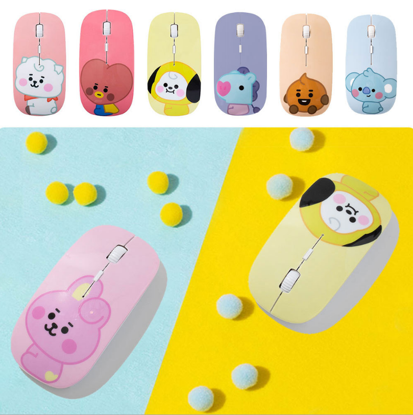 Mouse Sem Fio Bluetooth Silencioso Kpop Bts Bt21 Para Notebook / Pc ...