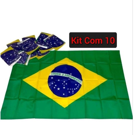 Kit 10 Bandeiras Do Brasil 1,50x0,90 Copa Do Mundo Manifestações Patriota Atacado