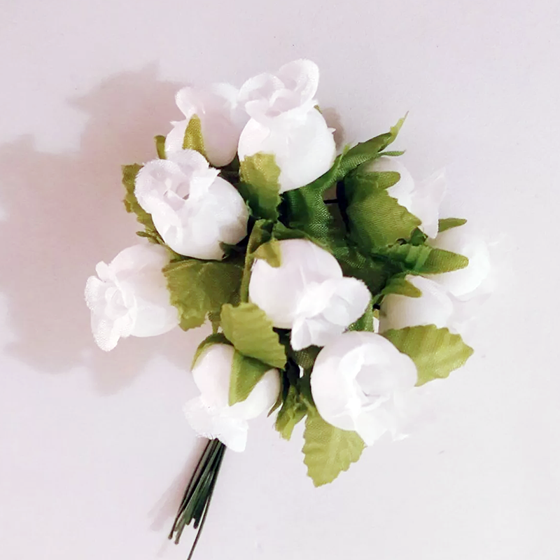 Mini Rosa branca Decoração Festas Artesanato Flores Artificiais | Shopee  Brasil