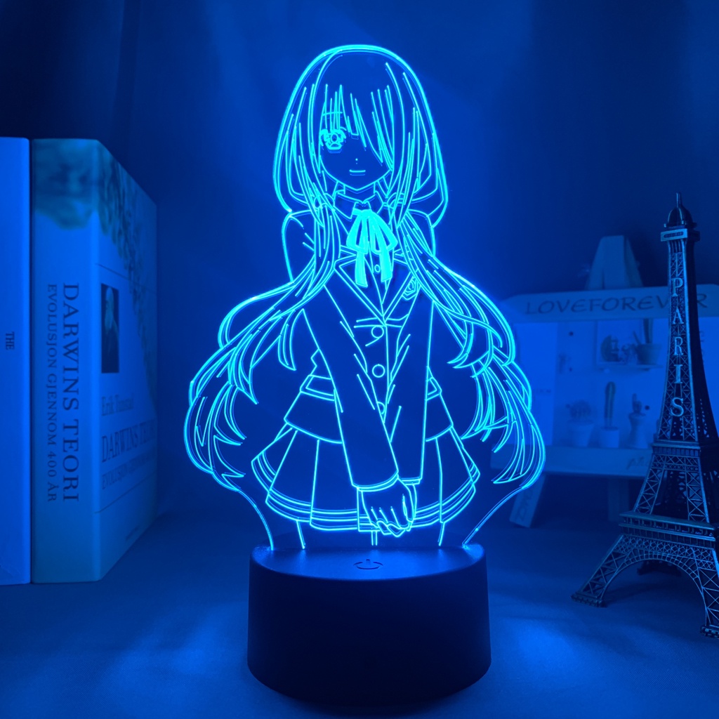 Anime Date A Live Kurumi Tokisaki Figure Lâmpada Led Noturna Jagermeister 16 Cores Sensor De Toque