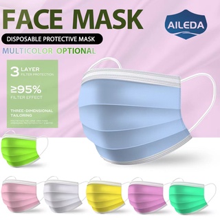 AILEDA Máscara Descartável De Proteção Facial Tripla Cx C/ 50 Pçs (NÃO INDIVIDUAL)