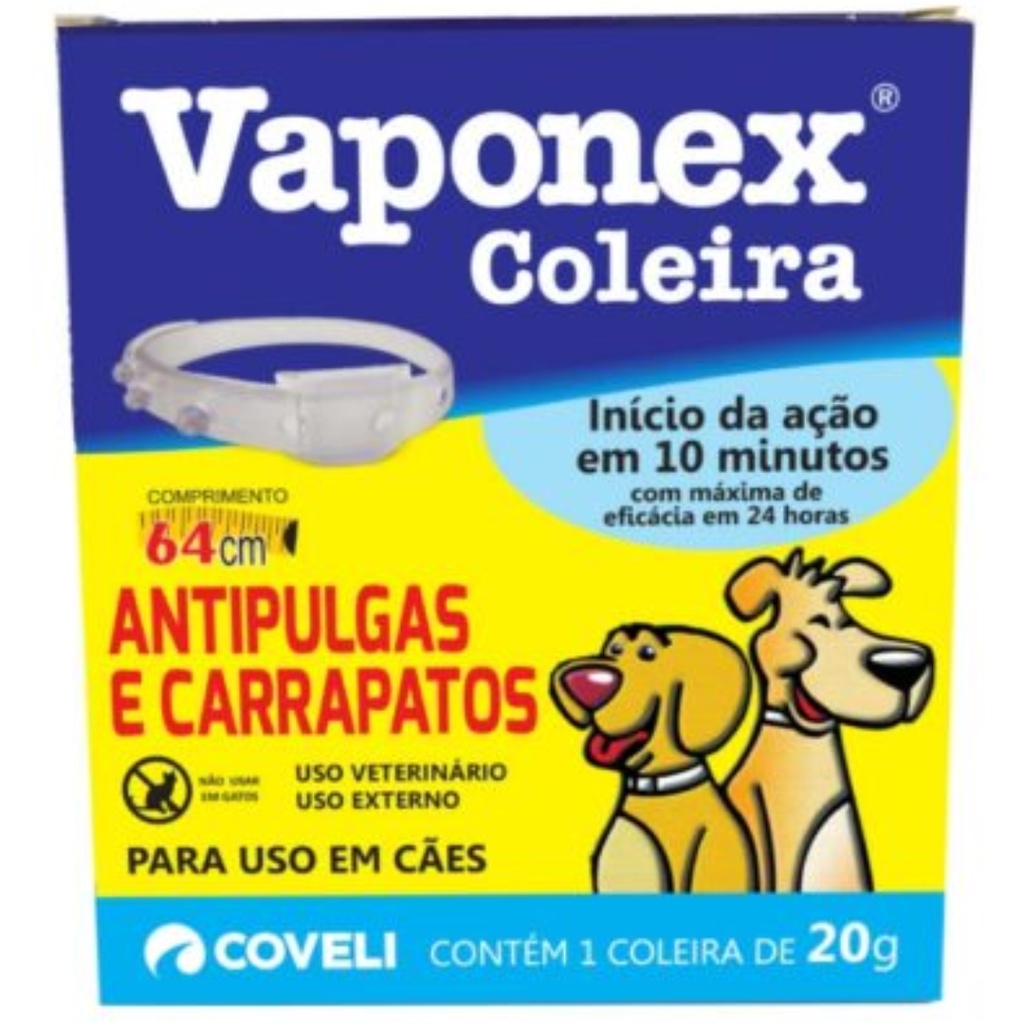 Coleira Antipulgas e Carrapatos Vaponex Coveli para Cães - 64cm - Pets