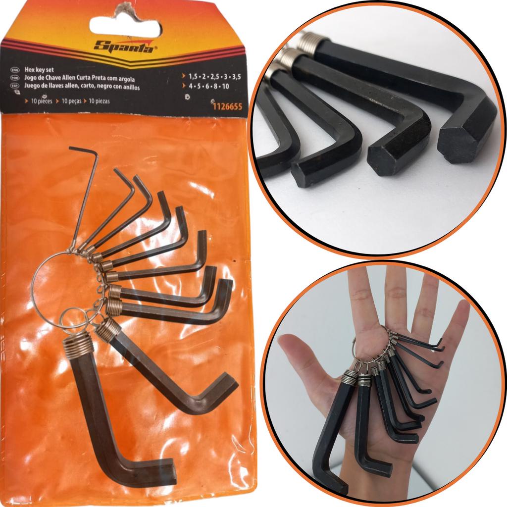 Jogo de Chave Allen Curta Com 10 Peças 1,5mm a 10mm 1126655 em Oferta na Shopee