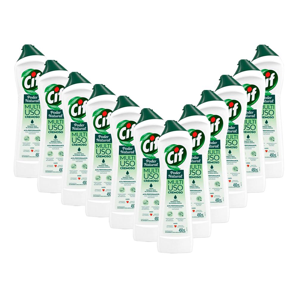 Kit 12 Multiuso CIF Cremoso Limão 450ml em Oferta na Shopee