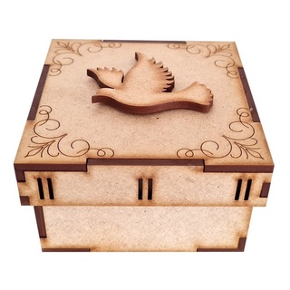 Caixinhas Mdf 3mm Personalizadas Pombinha Batizado 8x8cm