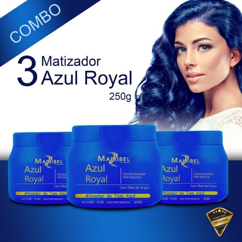 Kit 3 Máscara Matizadora Azul Royal 250 Mairibel