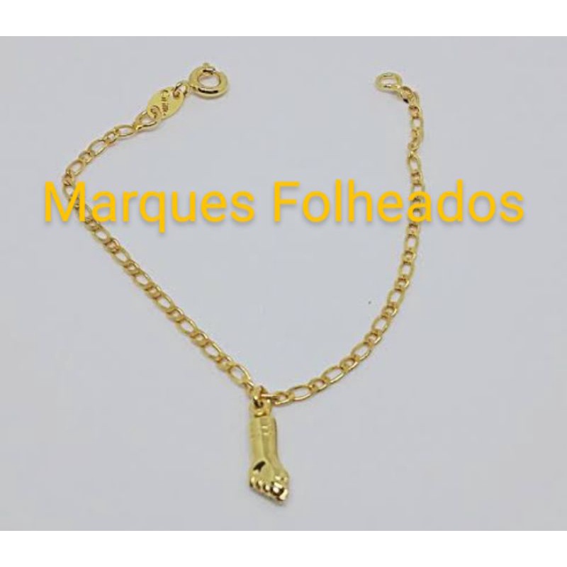 Pulseira folheado a ouro com pingente de figuinha para bebê ou criança promoção em Oferta na Shopee
