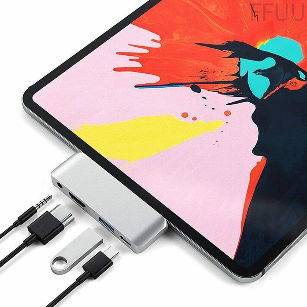 Adaptador USB Tipo c Para Tablet HDMI PD 3.5mm Audio Hub Port De Reposicao iPad Pro 2018