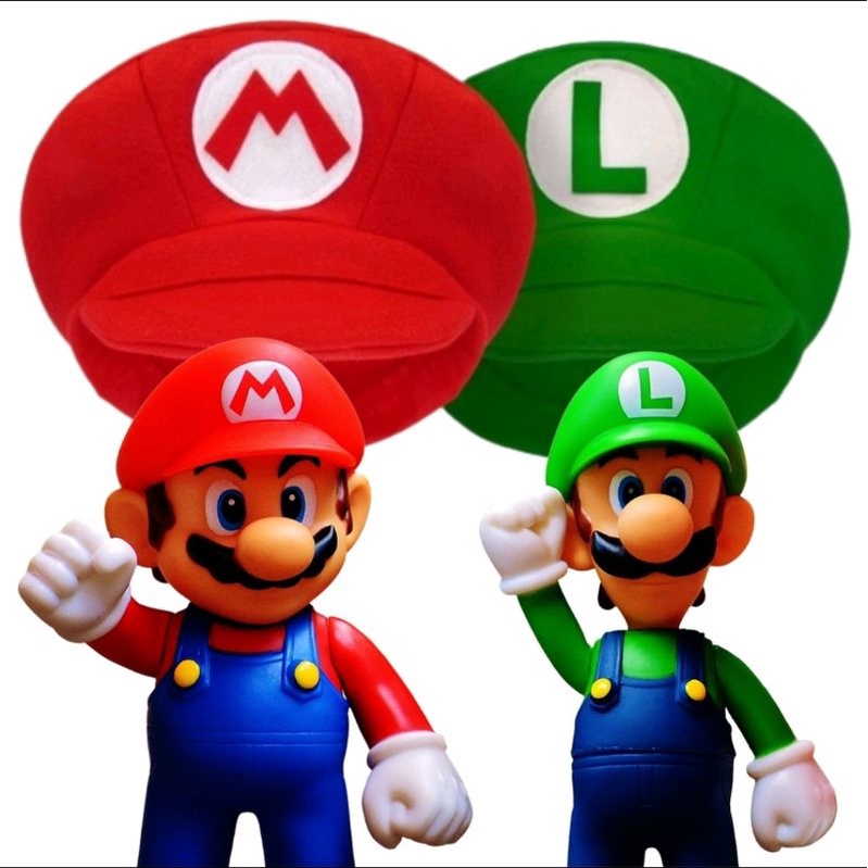 Quepe Super Mario Bros Boina, Chapéu fantasia, Mario e Luigui Fantasia Carnaval .