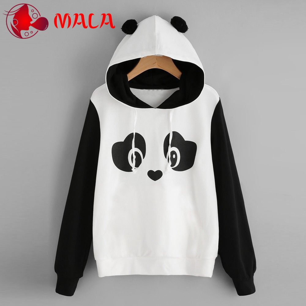 blusa panda com orelhas e capuz