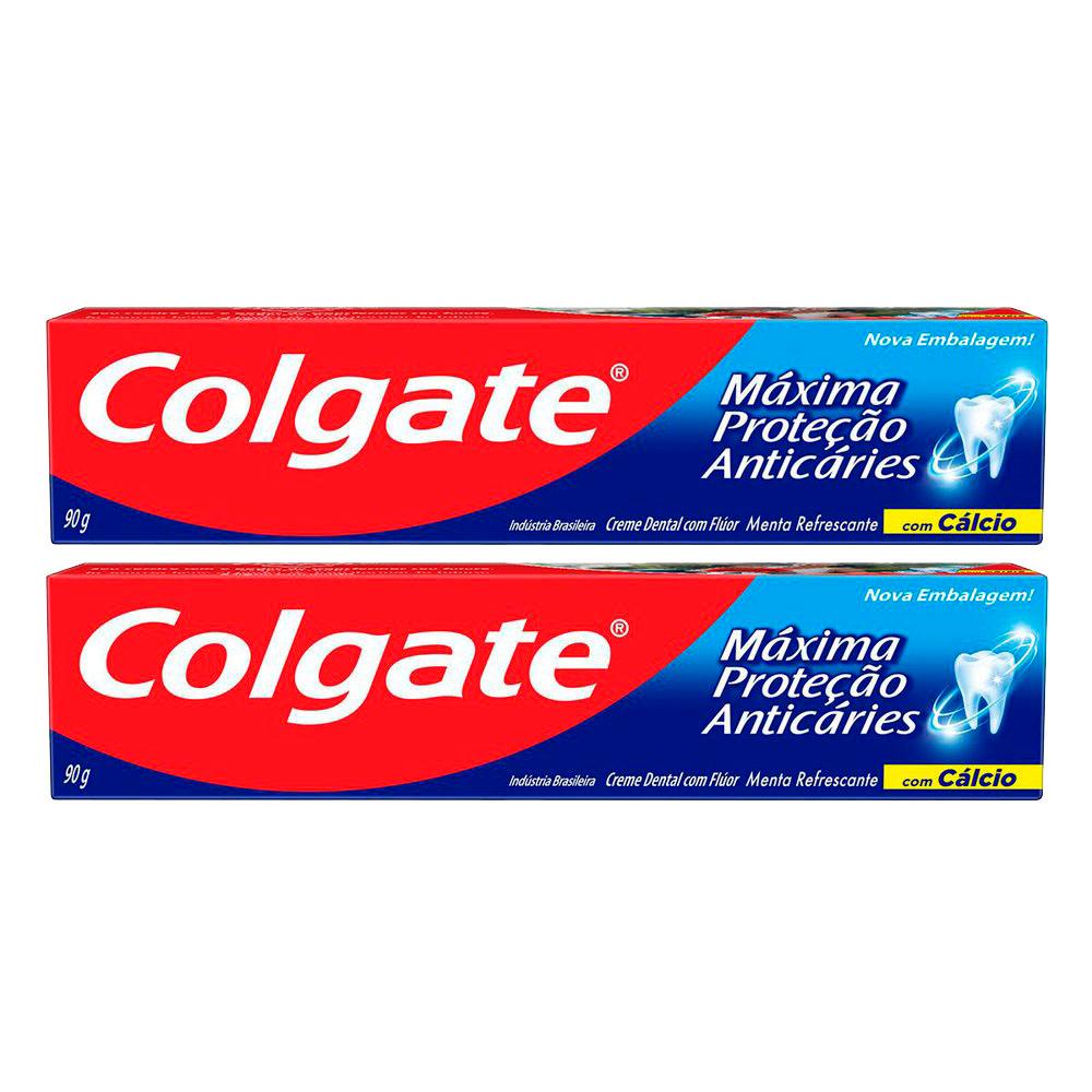 Kit 2 Creme Dental Colgate Máxima Proteção Anticáries 90g em Oferta na Shopee