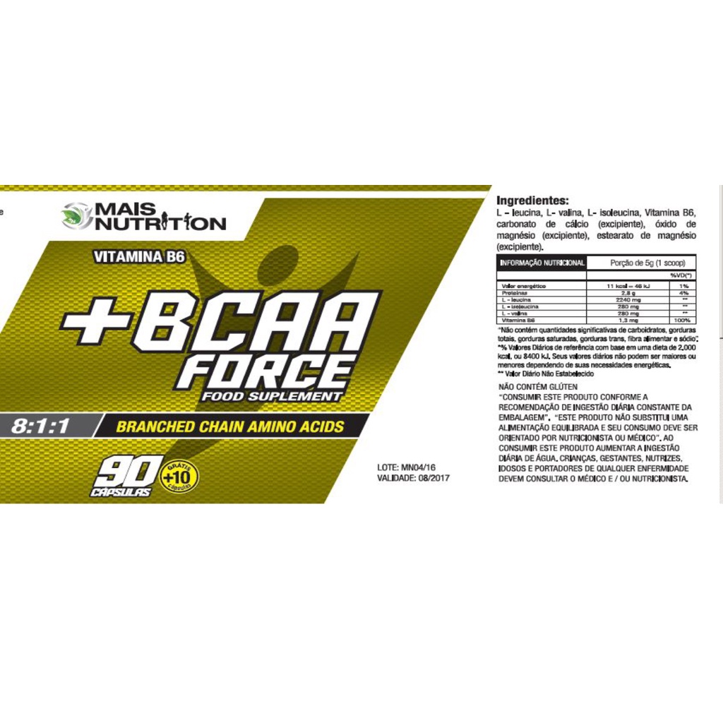 BCAA Force 8:1:1 60 capsulas Mais Nutrition — imagem 2 de 2