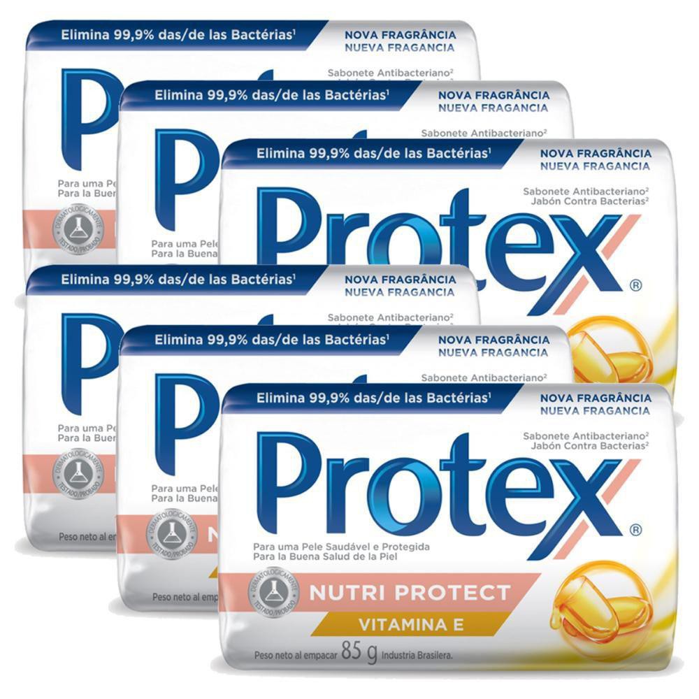 Kit 6 Sabonete em Barra Protex Nutri Protect Vitamina E 85g