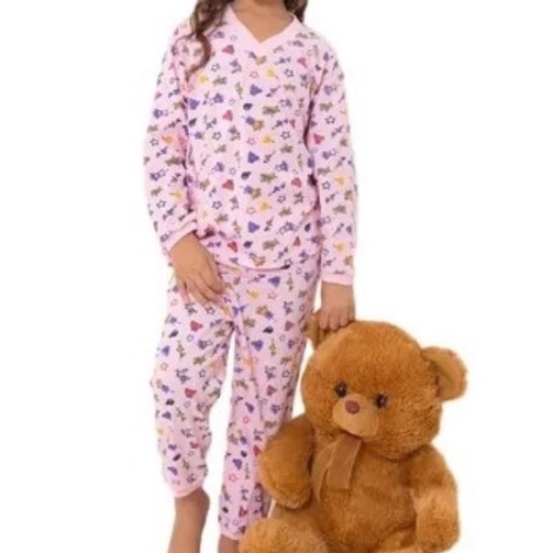 10 Pijamas Infantil Menina manga longa 100% Algodâo