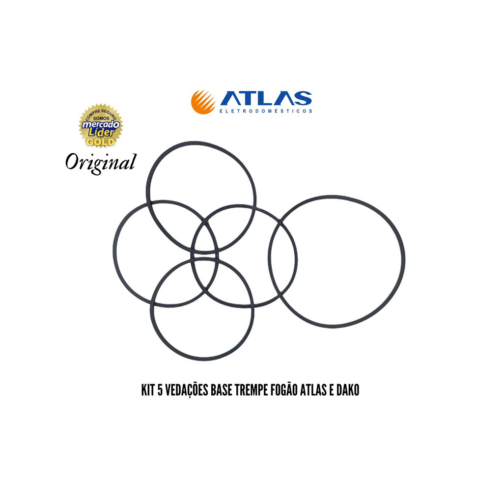 Kit 5 Vedações Fogões Atlas E Dako Glass Top Utop Gourmet 100% Original