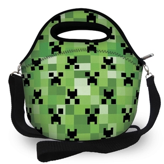 Bolsa Infantil Lancheira Térmica Neoprene Bolsa com Alça de Ombro Creeper Mine
