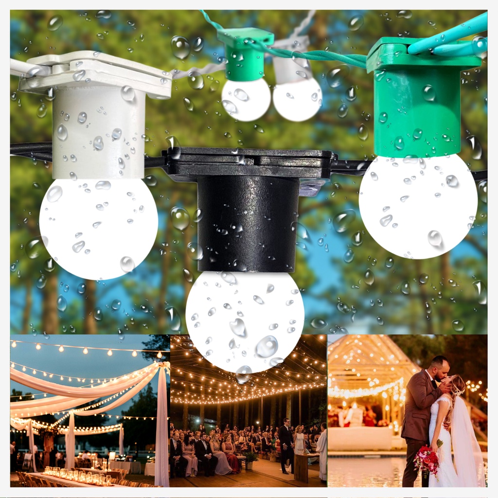 Varal Luzes Aljatec 30 metros Lampada Led Brancas Area Externa Gambiarra Casamento Fio de Luz Cordão Externo Jardim