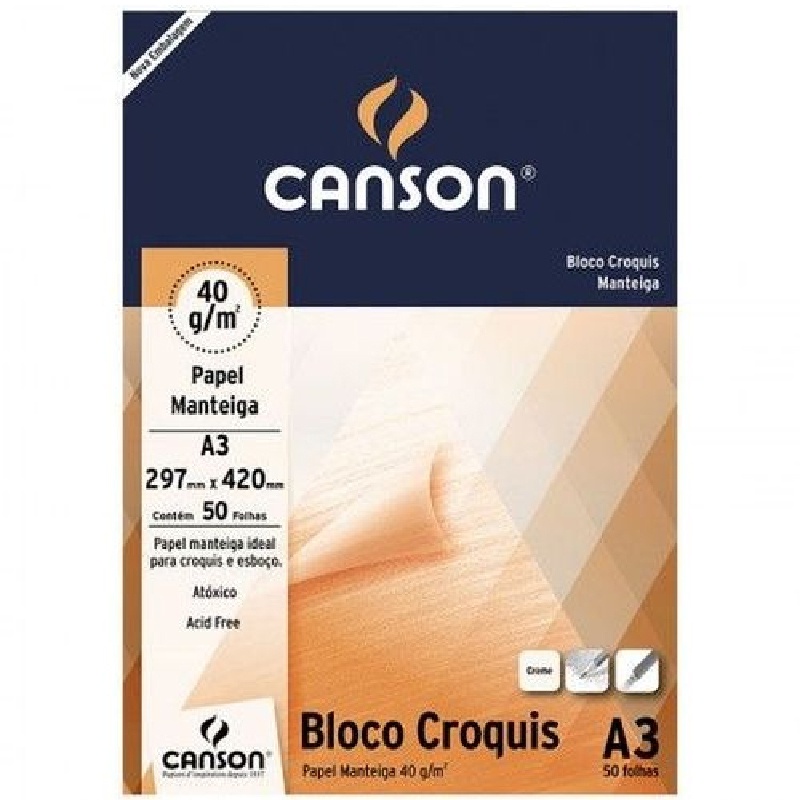 Bloco Croquis Manteiga Artistico 50fls A3 Canson