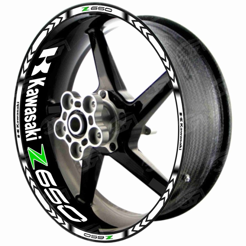 Adesivo Friso Refletivo Roda Moto Kawasaki Z650 Z 650 + Adesivos Internos M01 branco