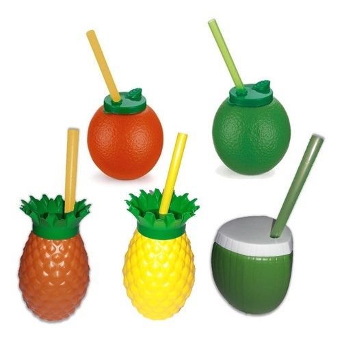 Kit 15 Copos Reutilizável Lembrancinha Festa Tropical Frutas
