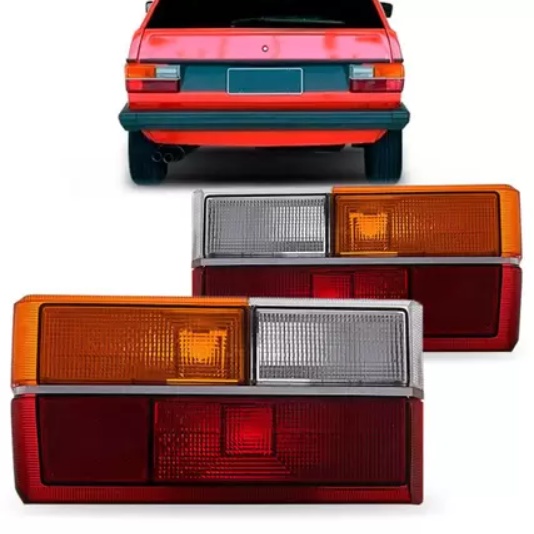Lanterna Traseira Gol 1980 81 82 83 Á 86 Ambar Friso Cromado