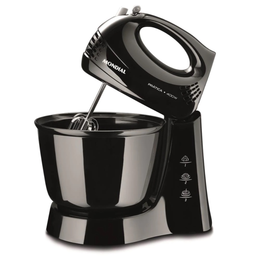 Batedeira Mondial Power Prática 400W 3,6L com 3 velocidades - B44 - Preta