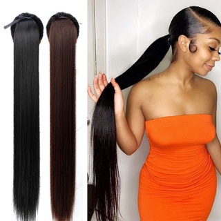 85 Cm Super Longa Sintética Cordão Rabo De Cavalo Grampo Na Extensão Do Cabelo Postiços Natural Envoltório Rodada