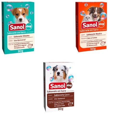 Sabonete Sanol Dog Neutro - Coco ou Filhotes para Cachorro Cães e Gatos 90g