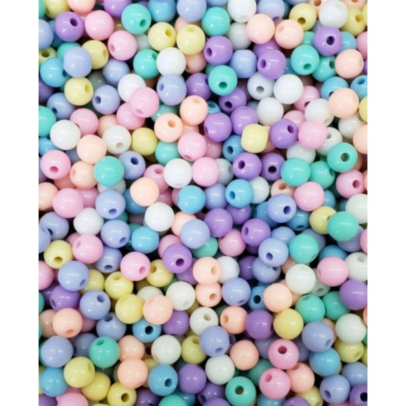 Miçangas bola 8mm candy infantil tons pastéis pacote 100pecas