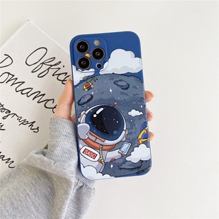 Astronauta De Listras Laterais Para iPhone 11 Capa De Silicone De Borda Quadrada 13 12 Xr X XS Max 7 8 Plus Flexível Espaço