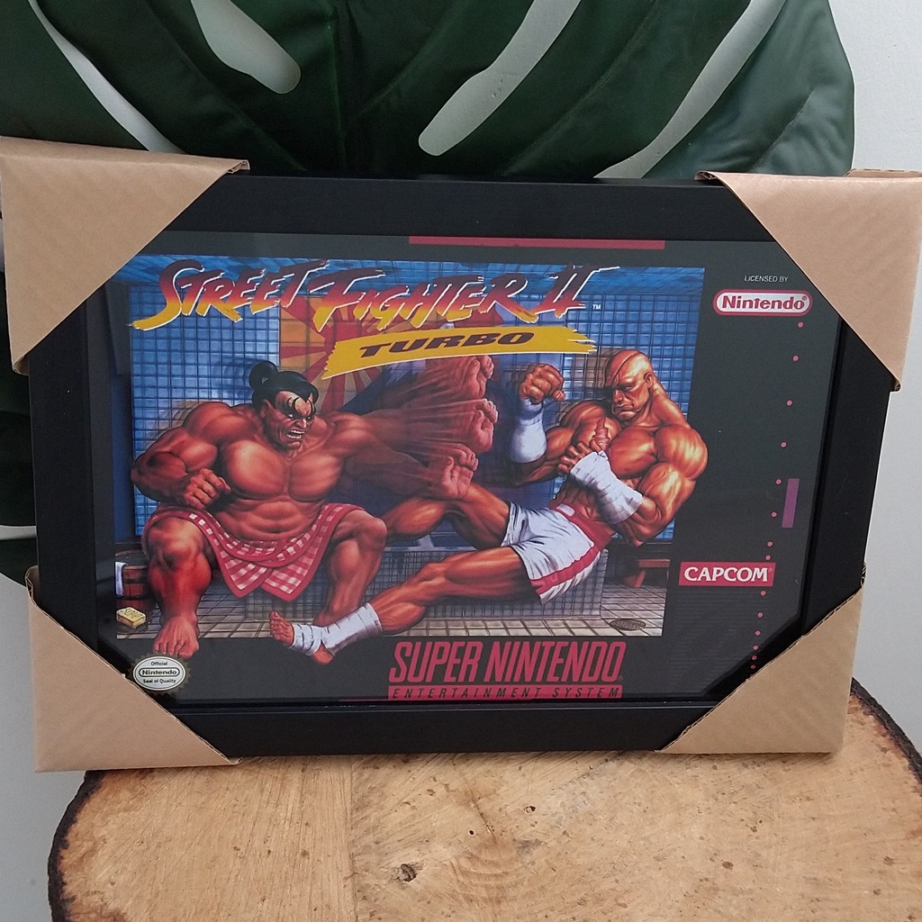 Quadro decorativo com moldura e vidro Street Fighter 2 Turbo Super Nintendo pôster geek gamer