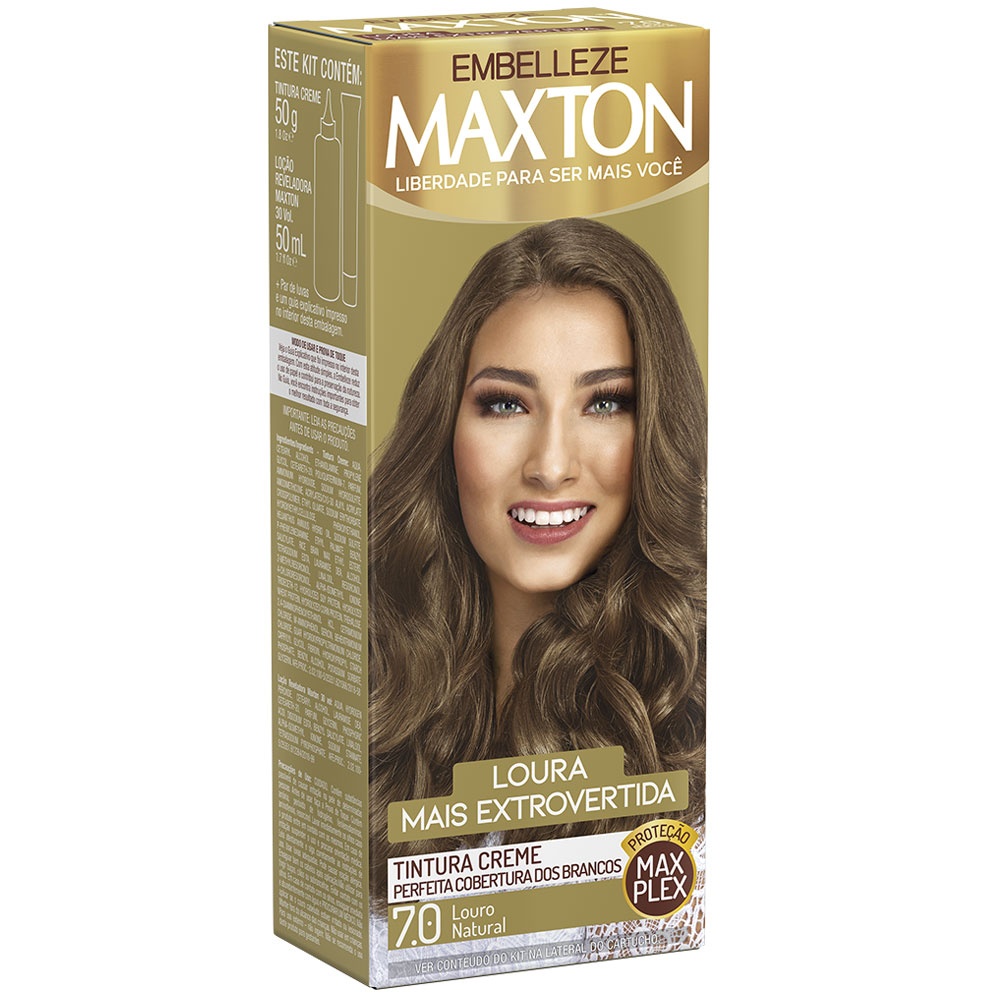 Tinta de Cabelo Maxton - Louro Natural 7.0 (Tintura em Creme) | Shopee ...