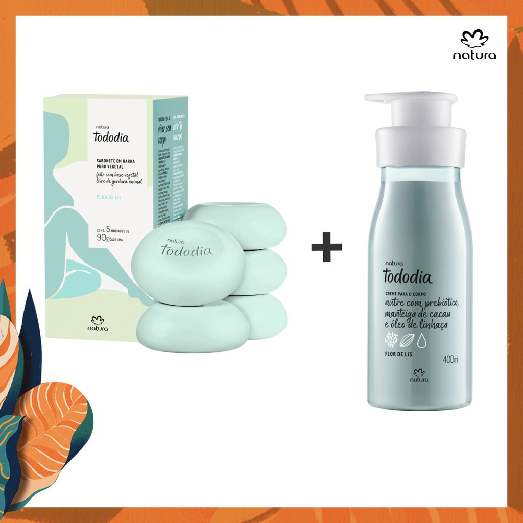 Kit Natura Tododia Creme Hidratante Corporal e Caixa de Sabonete Flor de Lis  | Shopee Brasil