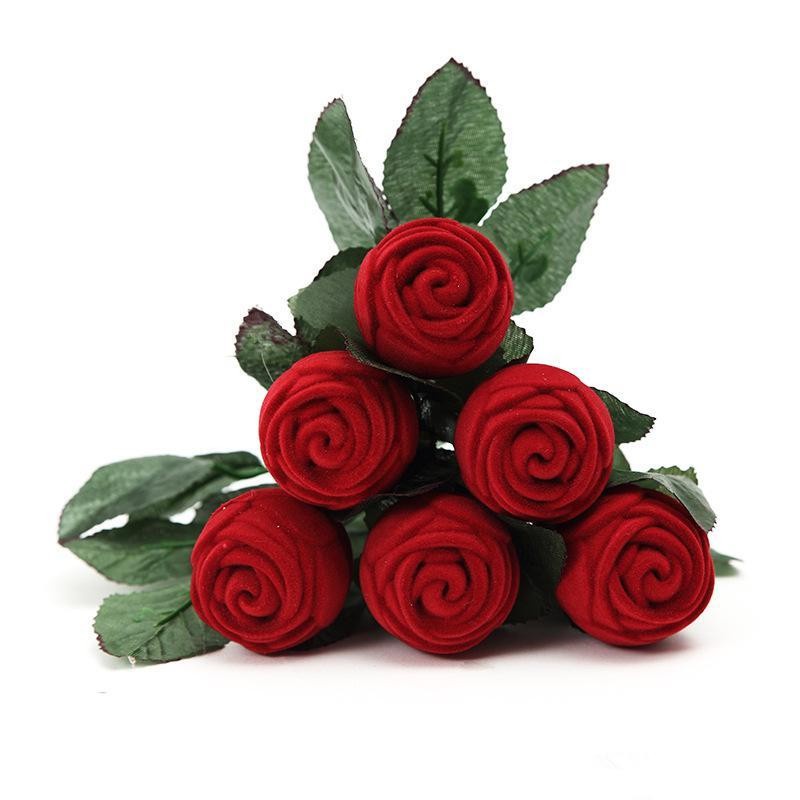 1 Flor Cabo Caixinha Estojo Namoro, noiva, Casamento/ estojo para presente Material: Veludo e Cetim rosa vermelha cabo verde com folhas Serve para colocar 1 modelo de brinco e/ou 1 modelo de anel.
