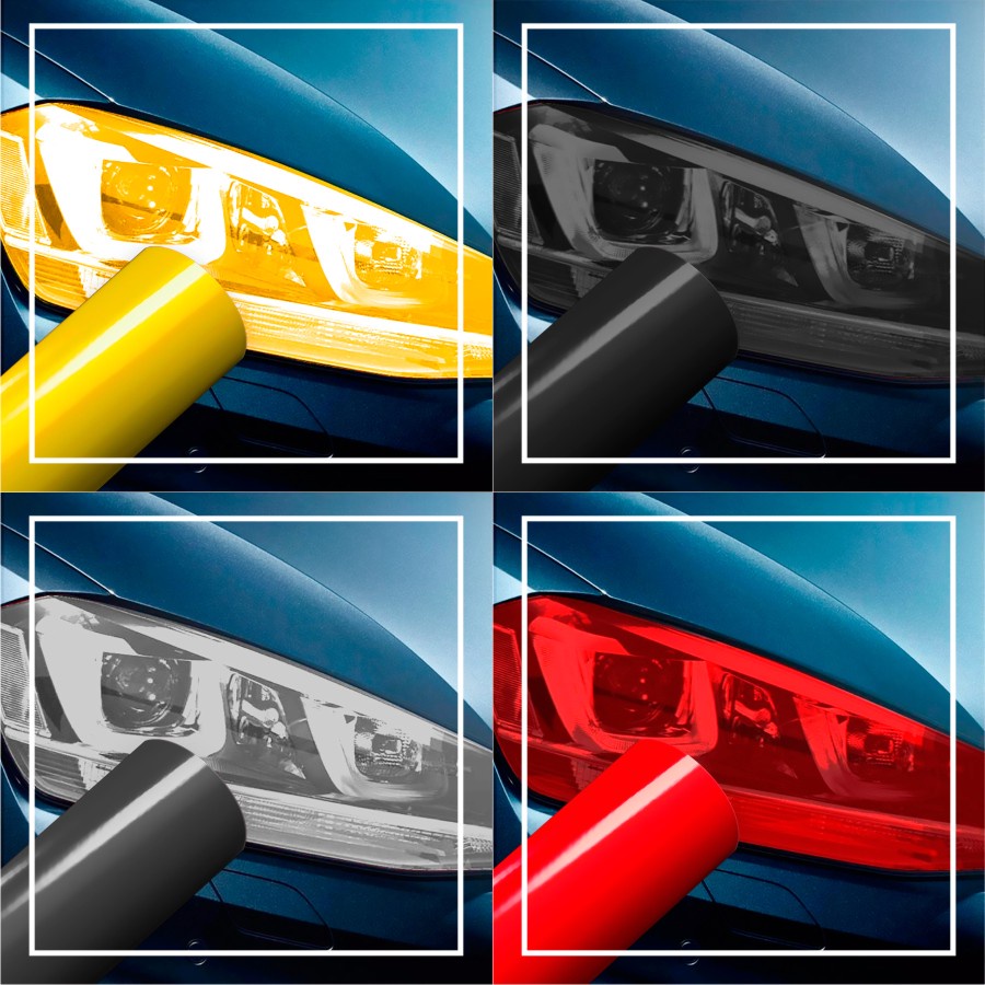Pelicula adesiva para lanterna, farol, carro e moto - diversas cores 50 x 50 cm em Oferta na Shopee