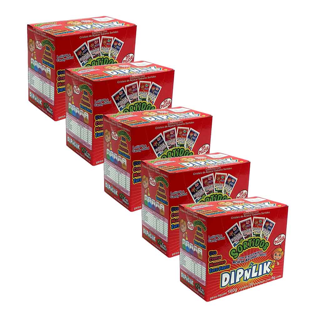 Kit com 5 Pirulitos Sortidos com Açúcar c/25 - Dipnlik