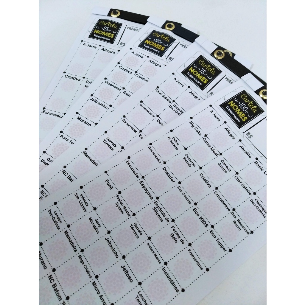 50un Cartelas de Rifa Tematicas Tupperware | Shopee Brasil