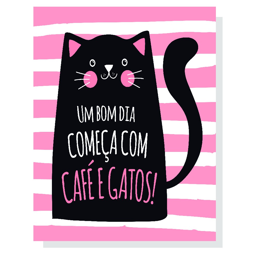 Placa Decorativa MDF Pet Frase Divertida Bom Dia Com Gatos E Café | Shopee  Brasil