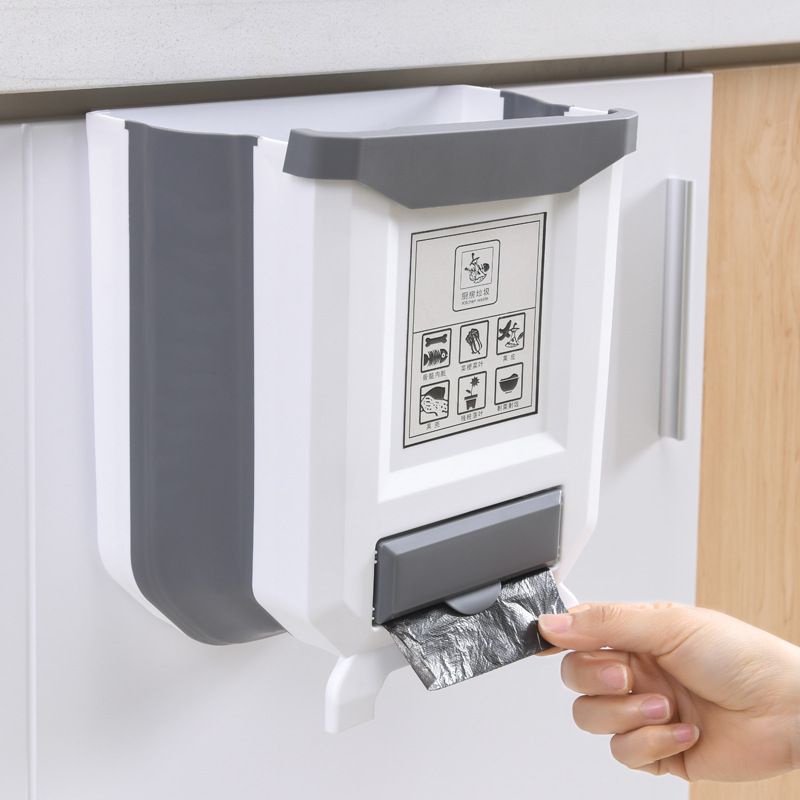 Lixeira Retratil Dobrável Pendurado Porta do Armário Cozinha Cesta de Armazenamento