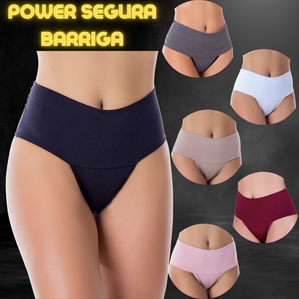 Kit 3 Calcinha Cintura Alta Cos Duplo Power Fitness De Compressão Segura Barriga em Oferta na Shopee