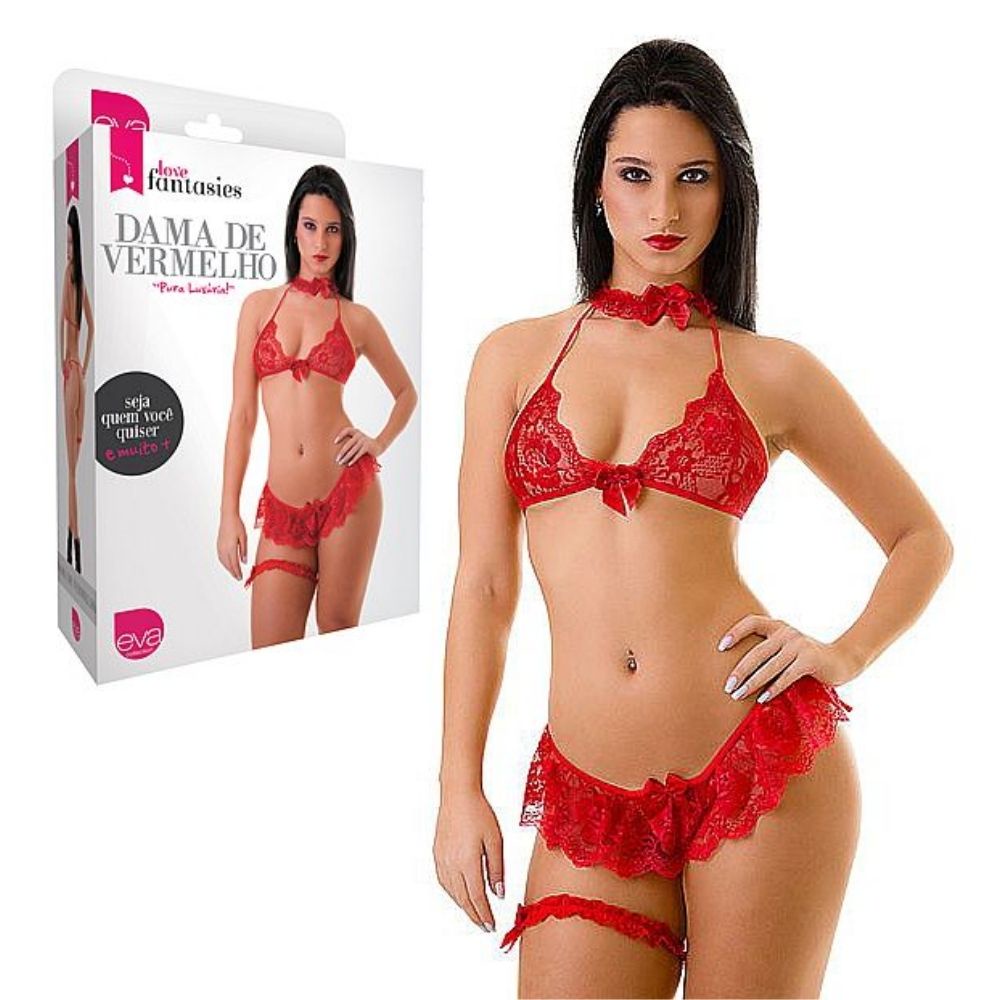 Fantasia Erótica Sensual Dama De Vermelho Pura Luxúria