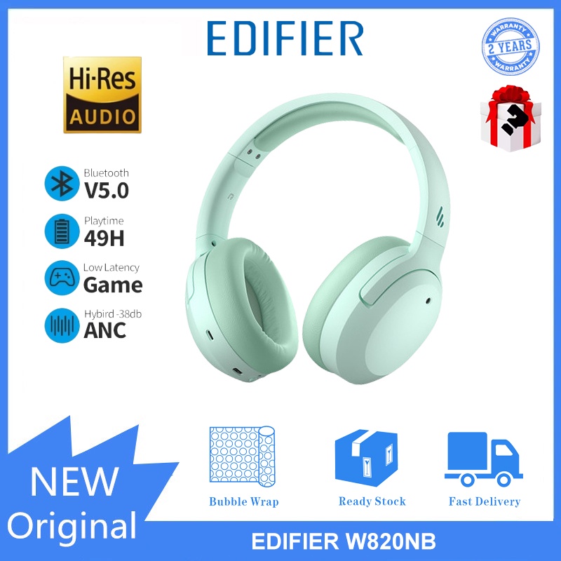 EDIFIER W820NB Fones De Ouvido Sem Fio De Alta Resolução Bluetooth 5.0 40mm Drivers ANC Ruído Híbrido Cancelando Longa Vida Da Bateria